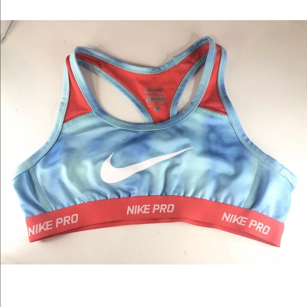 Nike Pro Blue Red Sports Bra medium Yoga jogging